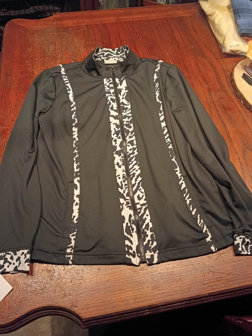 Zenergy Black Zip-Up Jacket with White Abstract Trim